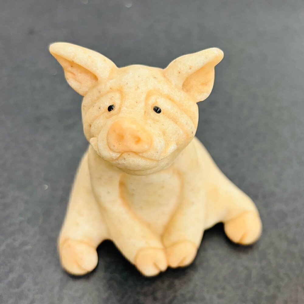 QUARRY CRITTERS PIG figurine statue sculpture stone resin vintage 1999 Petunia